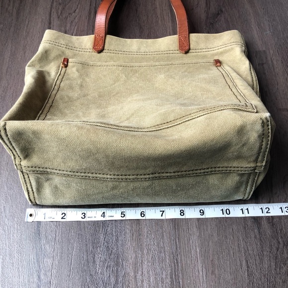Madewell Canvas Transport Tote Bag Green Khaki Leather Straps Capsule Everyday - Picture 6 of 9